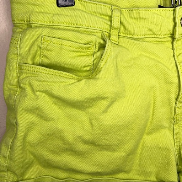 Size 10 H&M Lime Green Vibrant Shorts Stretch Cotton Blend Punk Goth - Picture 8 of 11